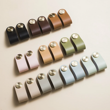 Load image into Gallery viewer, Leather and Brass Rivet Drawer Pulls