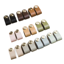 Load image into Gallery viewer, Leather and Brass Rivet Drawer Pulls
