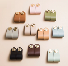 Load image into Gallery viewer, Leather and Brass Rivet Drawer Pulls
