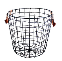 Load image into Gallery viewer, Black Home Storage Basket with Leather Handle