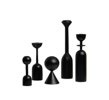 Load image into Gallery viewer, Black Wooden Candle Holder