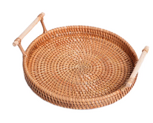 Load image into Gallery viewer, Rattan Handwoven Round High Wall Severing Tray