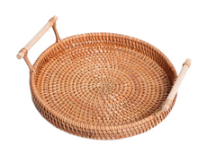 Load image into Gallery viewer, Rattan Handwoven Round High Wall Severing Tray