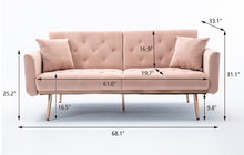 Load image into Gallery viewer, Modern Velvet Loveseat with rose gold metal feet