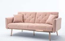 Load image into Gallery viewer, Modern Velvet Loveseat with rose gold metal feet