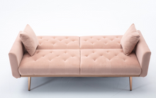 Load image into Gallery viewer, Modern Velvet Loveseat with rose gold metal feet