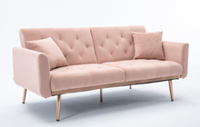 Load image into Gallery viewer, Modern Velvet Loveseat with rose gold metal feet