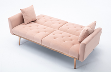Load image into Gallery viewer, Modern Velvet Loveseat with rose gold metal feet