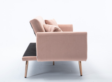 Load image into Gallery viewer, Modern Velvet Loveseat with rose gold metal feet