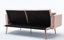 Load image into Gallery viewer, Modern Velvet Loveseat with rose gold metal feet