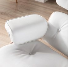 Load image into Gallery viewer, White Leather Chair with Ottoman
