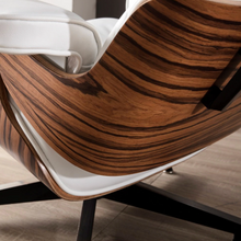 Load image into Gallery viewer, White Leather Chair with Ottoman