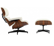 Load image into Gallery viewer, White Leather Chair with Ottoman