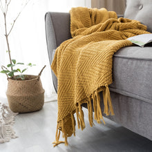 Load image into Gallery viewer, Mustard Yellow Knit Blanket