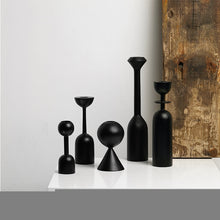 Load image into Gallery viewer, Black Wooden Candle Holder