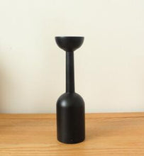 Load image into Gallery viewer, Black Wooden Candle Holder