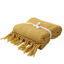 Load image into Gallery viewer, Mustard Yellow Knit Blanket