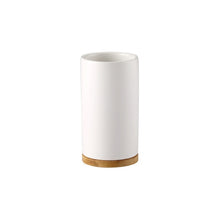 Load image into Gallery viewer, Ceramic Bathroom Accessories Set with Bamboo Base