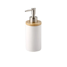 Load image into Gallery viewer, Ceramic Bathroom Accessories Set with Bamboo Base
