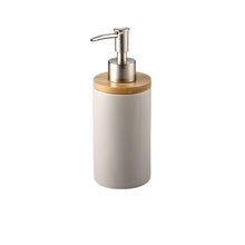 Load image into Gallery viewer, Ceramic Bathroom Accessories Set with Bamboo Base