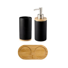 Load image into Gallery viewer, Ceramic Bathroom Accessories Set with Bamboo Base