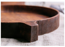 Load image into Gallery viewer, Natural Mango Wood Round Tray with Handle 10"/12"