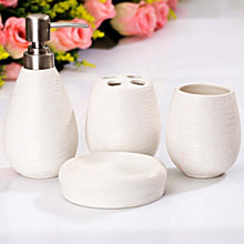 Load image into Gallery viewer, Ceramic Textural Bathroom Accessory 4Pcs Set