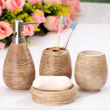 Load image into Gallery viewer, Ceramic Textural Bathroom Accessory 4Pcs Set
