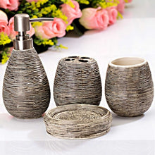 Load image into Gallery viewer, Ceramic Textural Bathroom Accessory 4Pcs Set