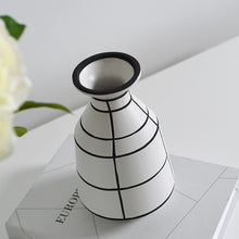 Load image into Gallery viewer, Stripes Ceramic Filler Porcelain Black and White Unique Vases