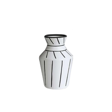 Load image into Gallery viewer, Stripes Ceramic Filler Porcelain Black and White Unique Vases