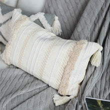 Load image into Gallery viewer, White Tufted Tassel Pillowcase
