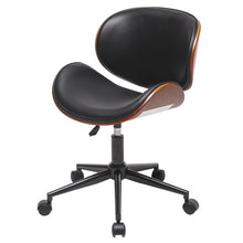 Load image into Gallery viewer, Mid-Century Office Desk Chair Adjustable Black Leather Chrome Base Bent Plywood