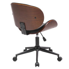 Load image into Gallery viewer, Mid-Century Office Desk Chair Adjustable Black Leather Chrome Base Bent Plywood