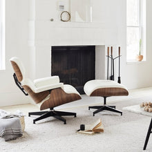 Load image into Gallery viewer, White Leather Chair with Ottoman