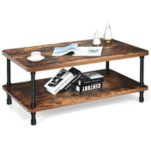 Load image into Gallery viewer, Rustic Accent Industrial Coffee Table with Storage Shelf