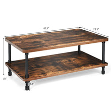 Load image into Gallery viewer, Rustic Accent Industrial Coffee Table with Storage Shelf