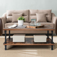 Load image into Gallery viewer, Rustic Accent Industrial Coffee Table with Storage Shelf