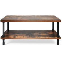 Load image into Gallery viewer, Rustic Accent Industrial Coffee Table with Storage Shelf