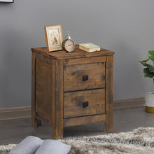 Load image into Gallery viewer, Oak Nightstand with 2 Storage Sliding Drawers