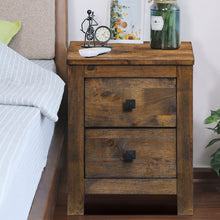 Load image into Gallery viewer, Oak Nightstand with 2 Storage Sliding Drawers