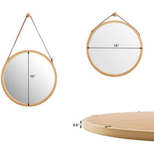 Load image into Gallery viewer, Leather &amp; Bamboo Mirror