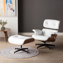 Load image into Gallery viewer, White Leather Chair with Ottoman