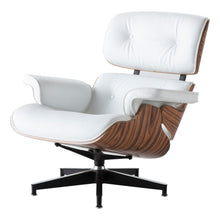 Load image into Gallery viewer, White Leather Chair with Ottoman