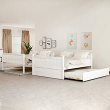 Load image into Gallery viewer, White Solid Pine Wooden Twin Loft Full Bunk Bed Strong Sturdy Frame with Slats
