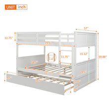 Load image into Gallery viewer, White Solid Pine Wooden Twin Loft Full Bunk Bed Strong Sturdy Frame with Slats