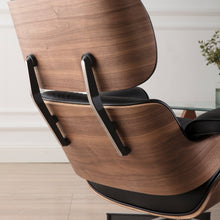 Load image into Gallery viewer, Black Leather Chair with Ottoman