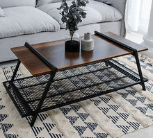Load image into Gallery viewer, Wooden Coffee Table With Iron Storage Shelf