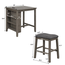 Load image into Gallery viewer, Dining Table with 2 Padded Stools