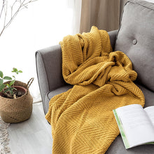 Load image into Gallery viewer, Mustard Yellow Knit Blanket